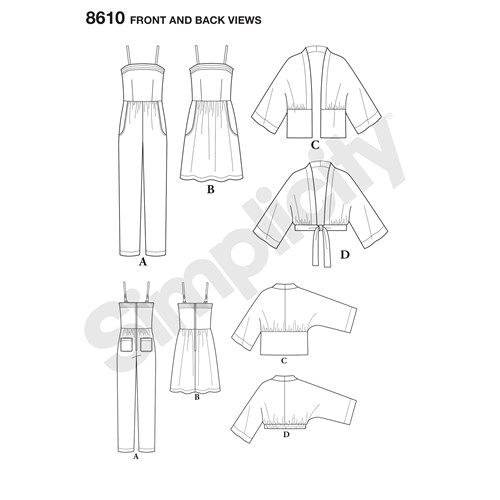 simplicity-kimono-jumpsuit-pattern-8610-front-back-view